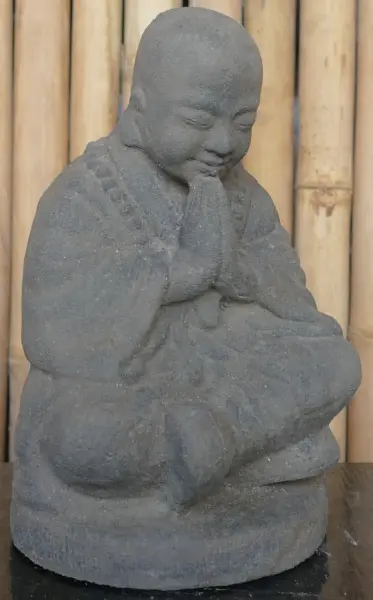 Product image 3 of the product “Sitting Monk, 25cm height, cast lava stone, handcrafted & coloured ”